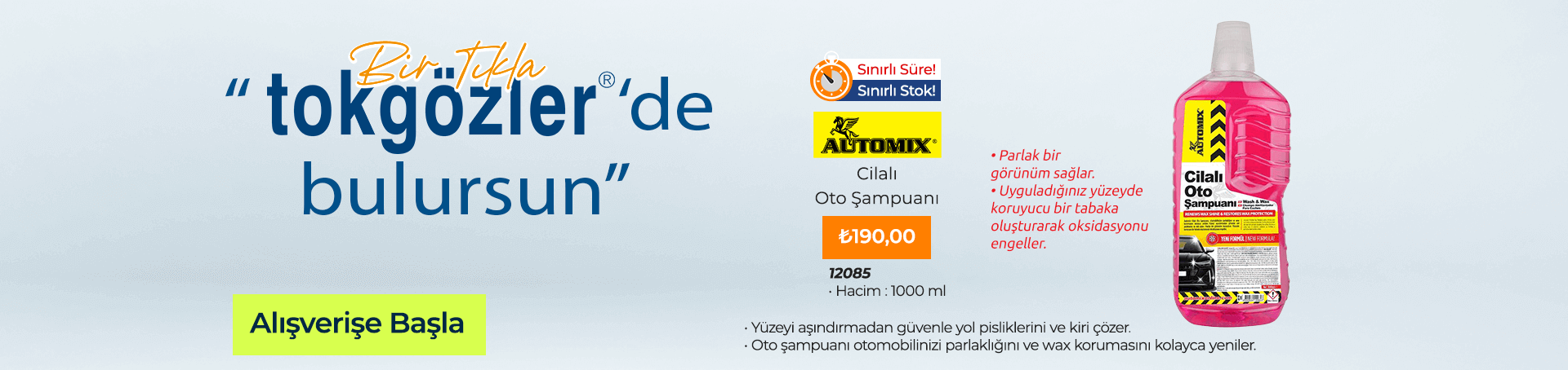 B1000488 - 24.08.2025 - Automix 12085 Cilalı Oto Şampuanı 1000 ml