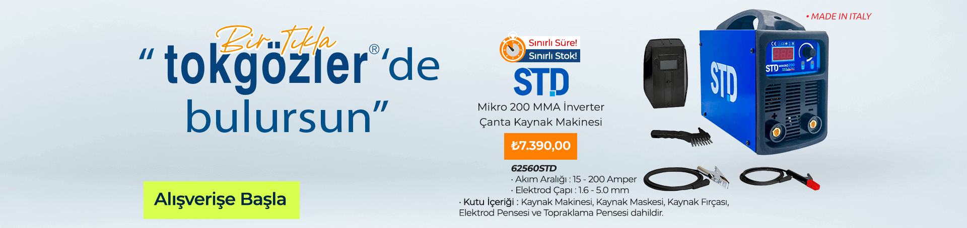B1000492 - 07.09.2025 - STD Mikro 200 MMA İnverter Çanta Kaynak Makinesi 200 Amper - 62560STD