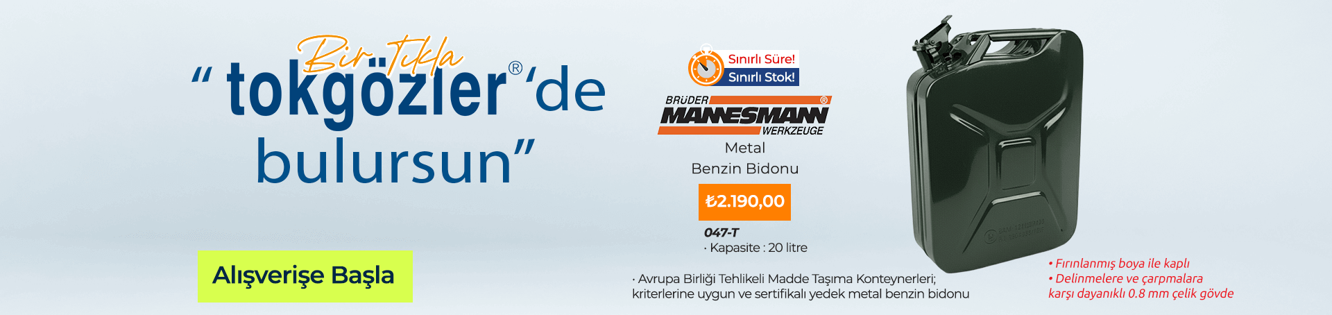 B1000496 - 21.09.2025 - Mannesmann 047-T Metal Benzin Bidonu 20 litre