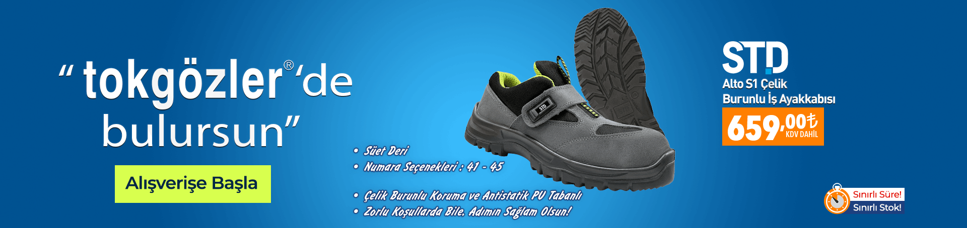B1000579 - 03.06.2026 - Std Alto S1 Çelik Burunlu İş Güvenlik Ayakkabısı