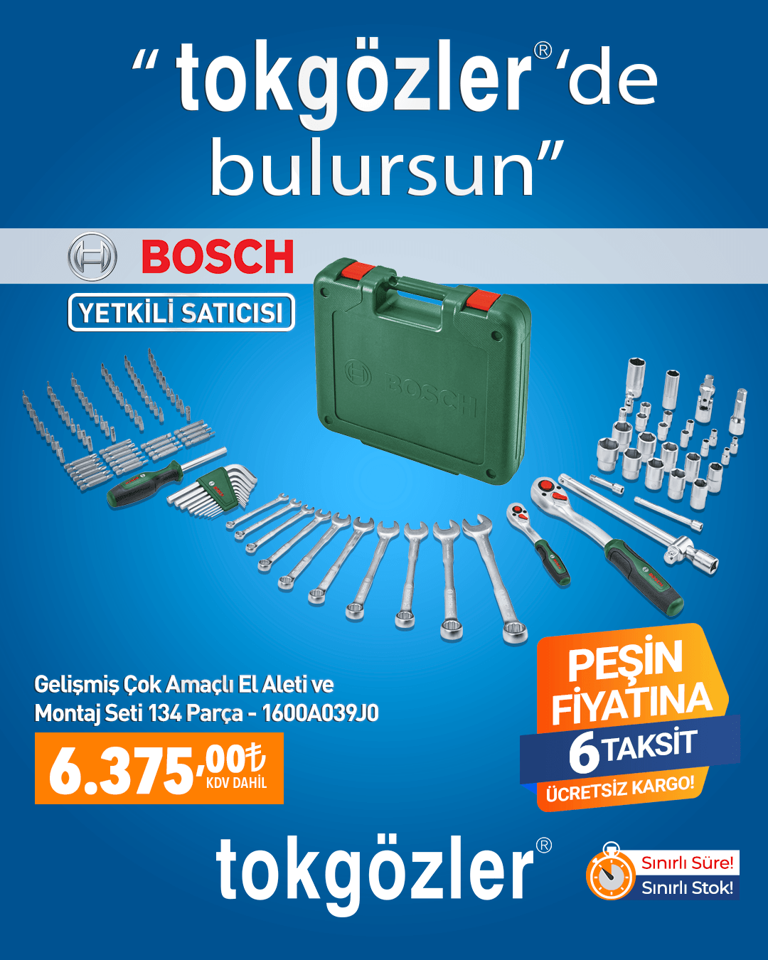 B1000580 - 07.06.2026 - Bosch Gelişmiş Çok Amaçlı El Aleti ve Montaj Seti 134 Parça - 1600A039J0