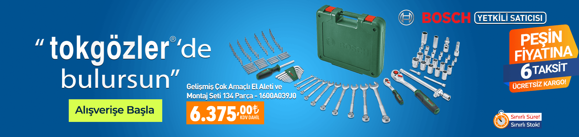 B1000580 - 07.06.2026 - Bosch Gelişmiş Çok Amaçlı El Aleti ve Montaj Seti 134 Parça - 1600A039J0