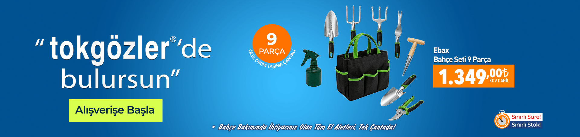B1000589 - 12.07.2026 - Ebax Çantalı Bahçe Seti 9 Parça