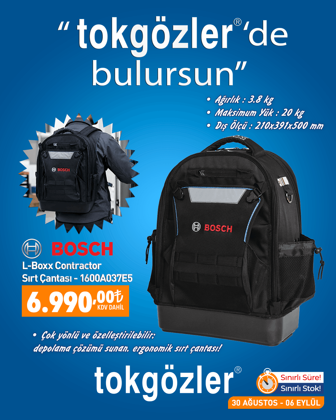 B1000603 - 30.08.2026 - Bosch L-Boxx Contractor Sırt Çantası - 1600A037E5