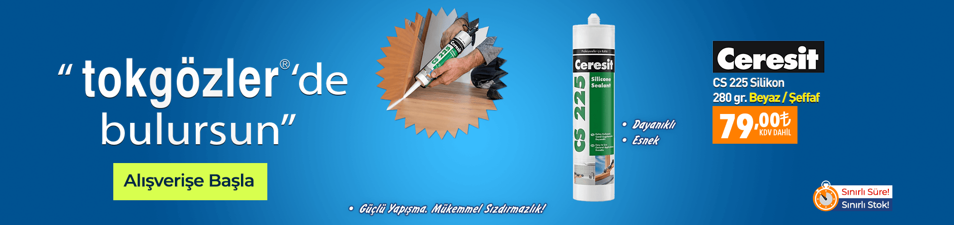 B1000606 - 09.09.2026 - Ceresit CS 225 Silikon Beyaz - Şeffaf 280 gr