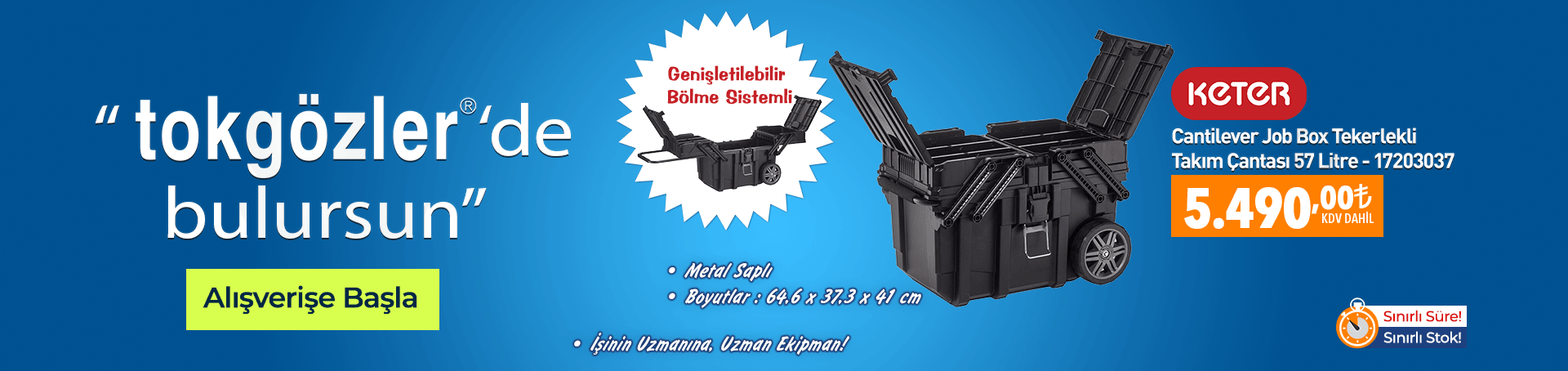 B1000618 - 21.10.2026 - Keter Cantilever Job Box Tekerlekli Takım Çantası 57 Litre - 17203037