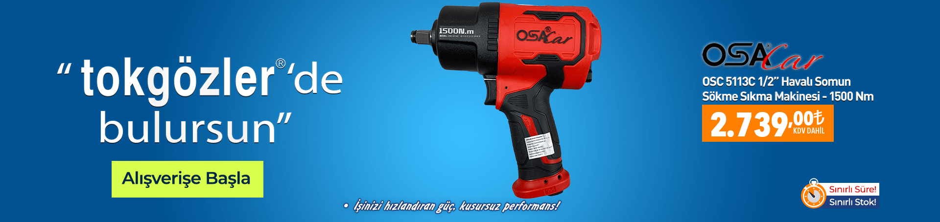 Osacar OSC 5113C Havalı Somun Sökme Sıkma Makinesi 1500 Nm