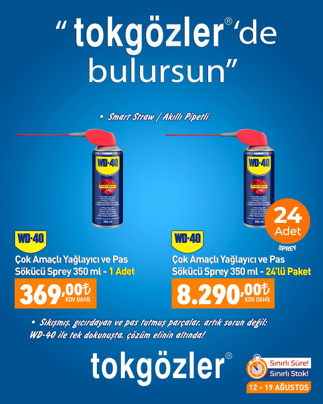 WD-40 Çok Amaçlı Yağlayıcı ve Pas Sökücü Sprey 350 ml. ve 24lü Paket