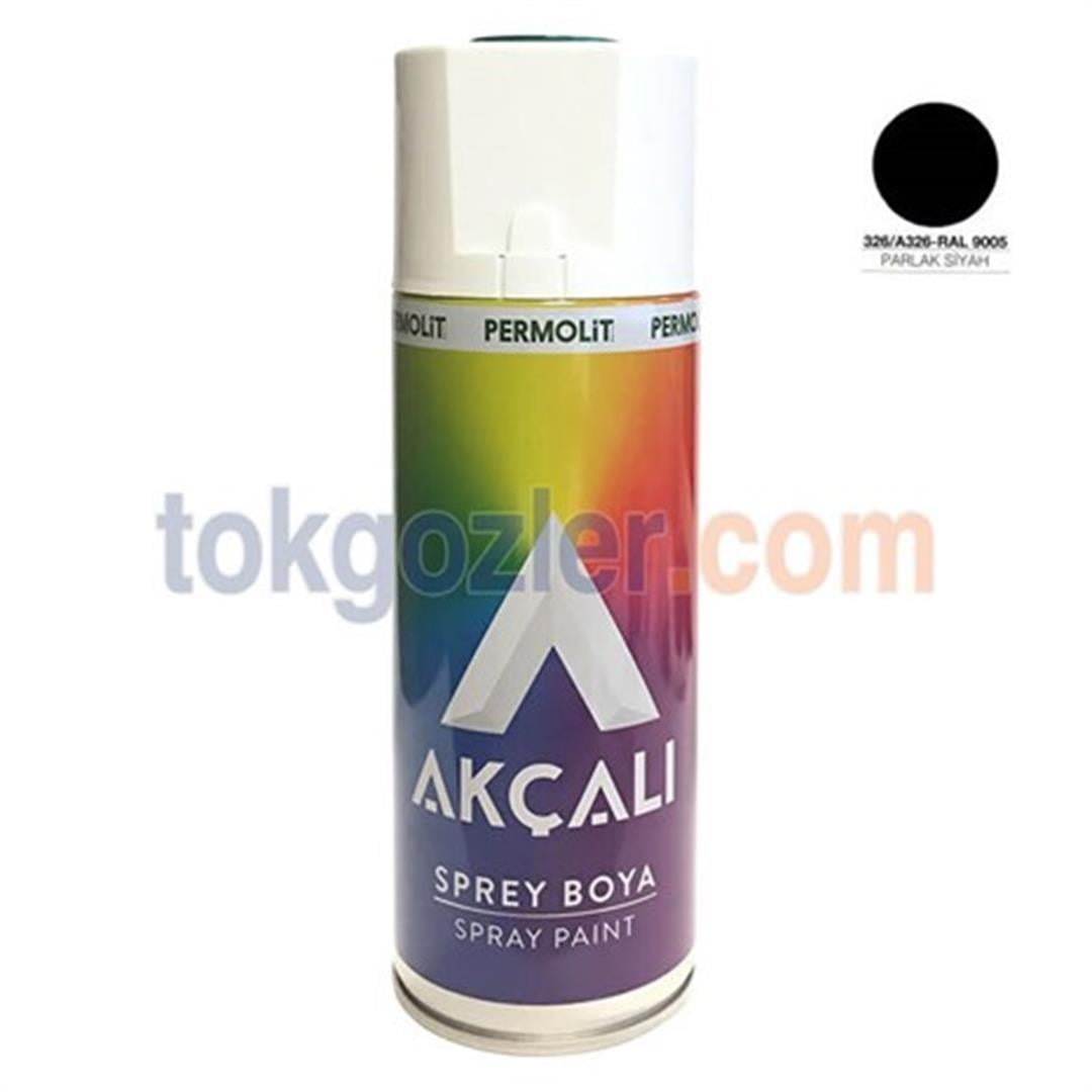 Akçalı Sprey Boya Parlak Siyah RAL 326 Akrilik Düz Renkli 400 ml.