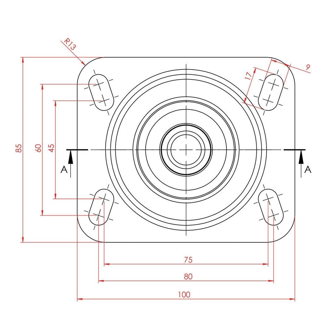 Kama K3302 SLP 100 Oynak Tablalı Orta Sanayi Tekeri 100 mm Çaplı