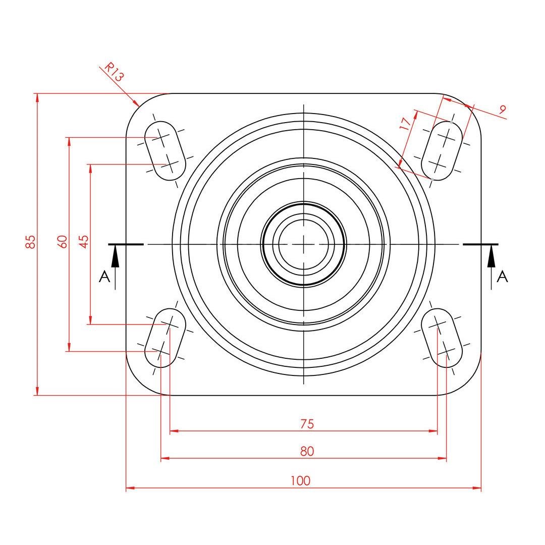 Kama K3302 SLP 100 F18 Oynak Tablalı ve Frenli Orta Sanayi Tekeri 100 mm Çaplı