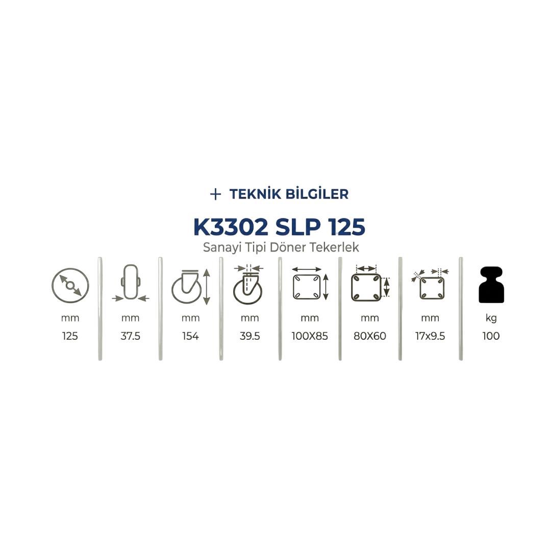 Kama K3302 SLP 125 Oynak Tablalı Orta Sanayi Tekeri 125 mm Çaplı