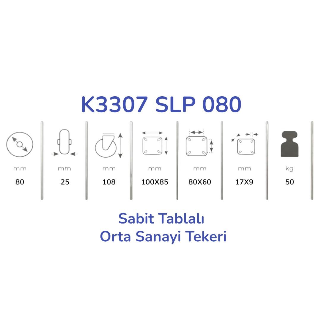 Kama K3307 SLP 080 Sabit Tablalı Orta Sanayi Tekeri 80 mm Çaplı