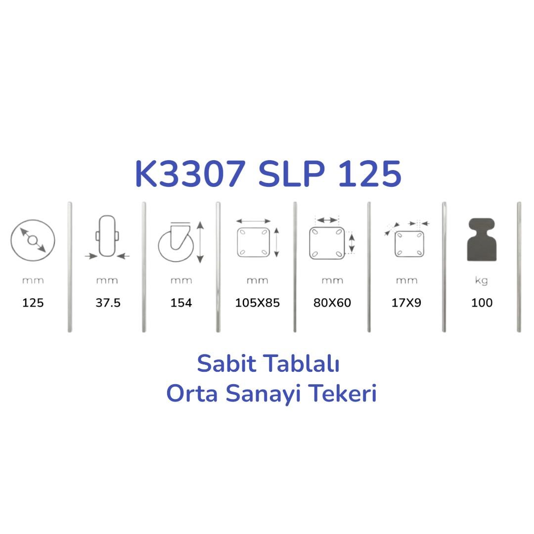 Kama K3307 SLP 125 Sabit Tablalı Orta Sanayi Tekeri 125 mm Çaplı