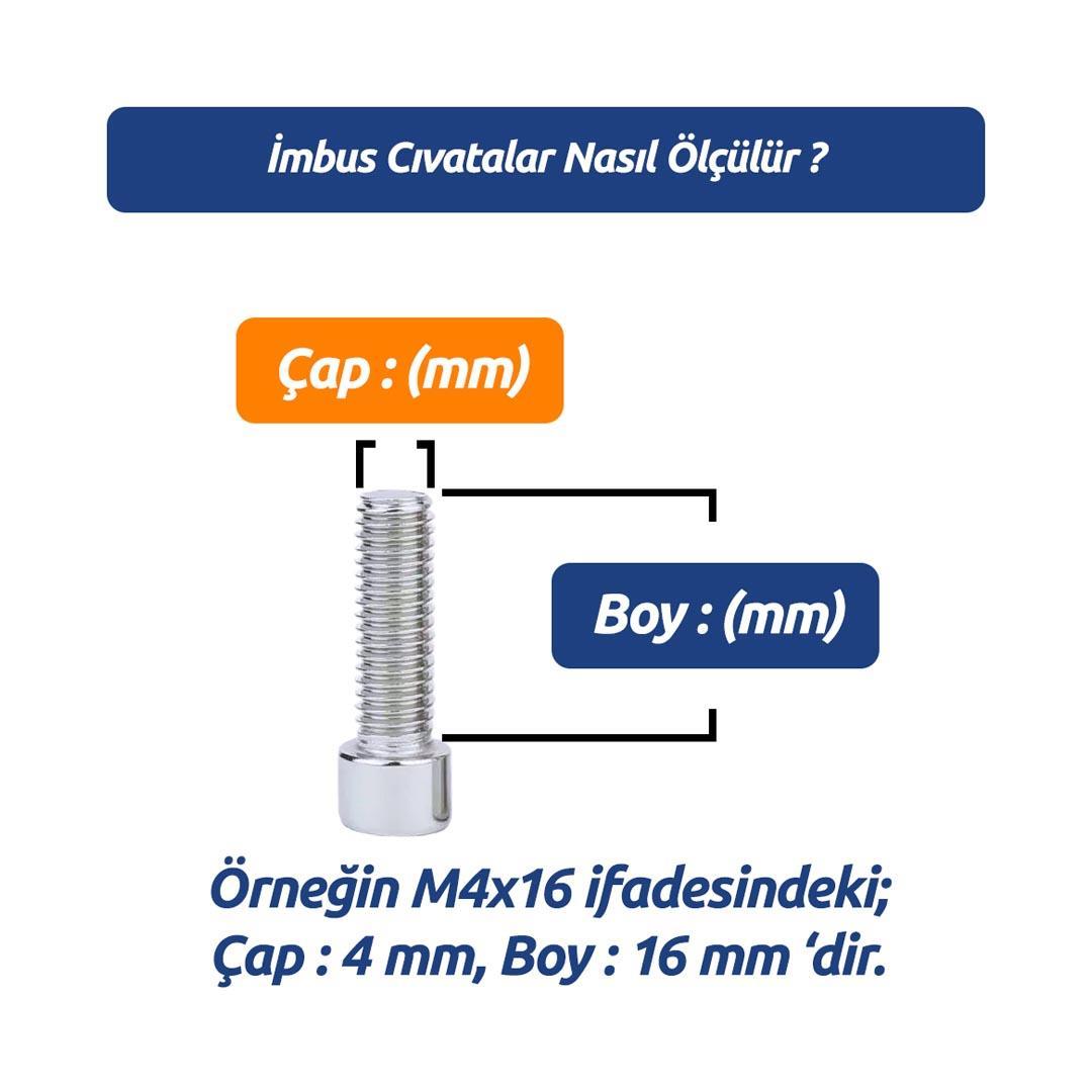 M14x35 DIN 912 A2 Paslanmaz Inox İmbus Cıvata