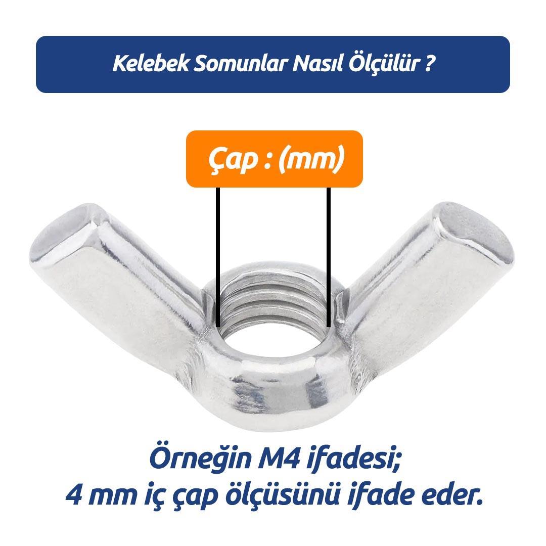M5 DIN 315 A2 Paslanmaz Inox Kelebek Somun