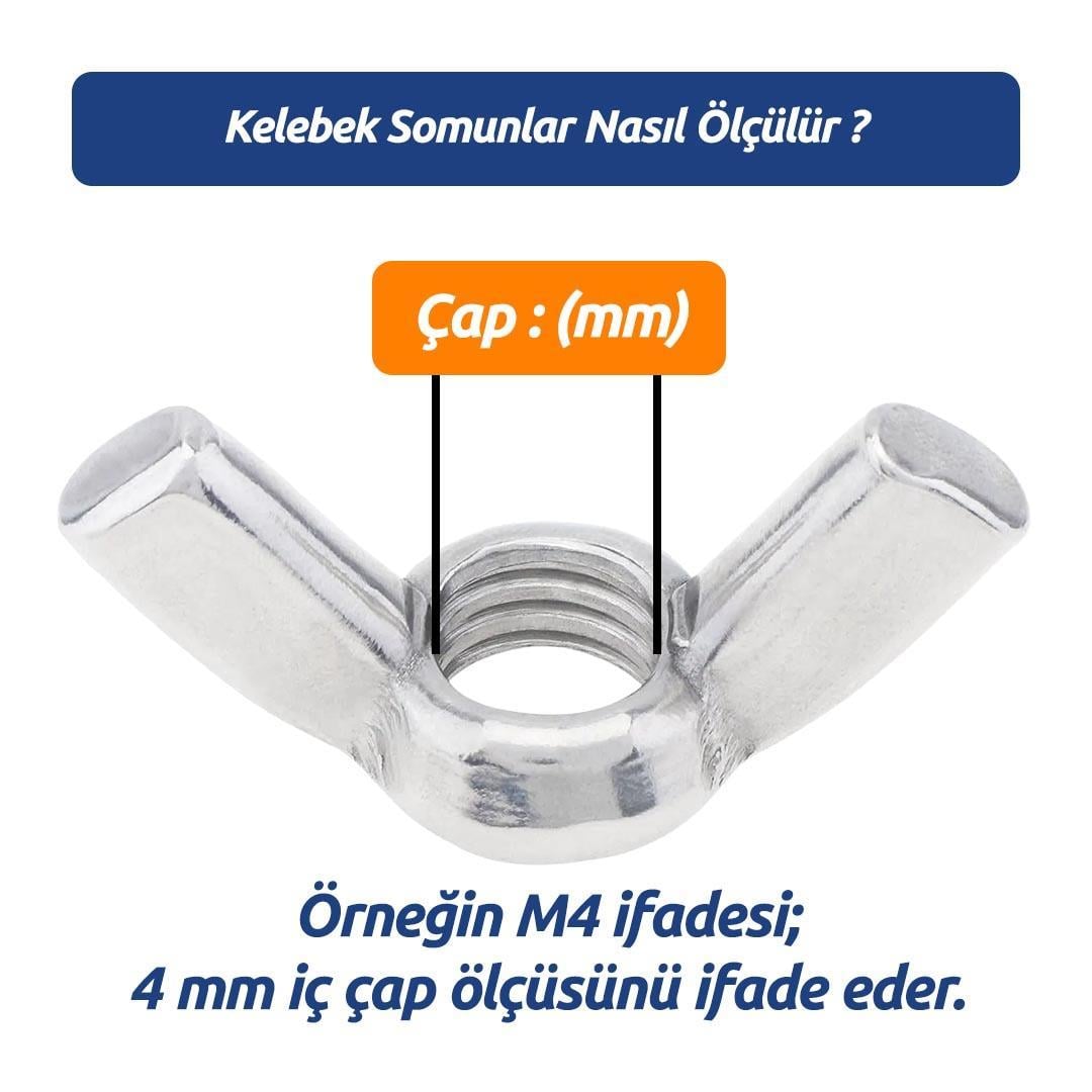 M8 DIN 315 A2 Paslanmaz Inox Kelebek Somun
