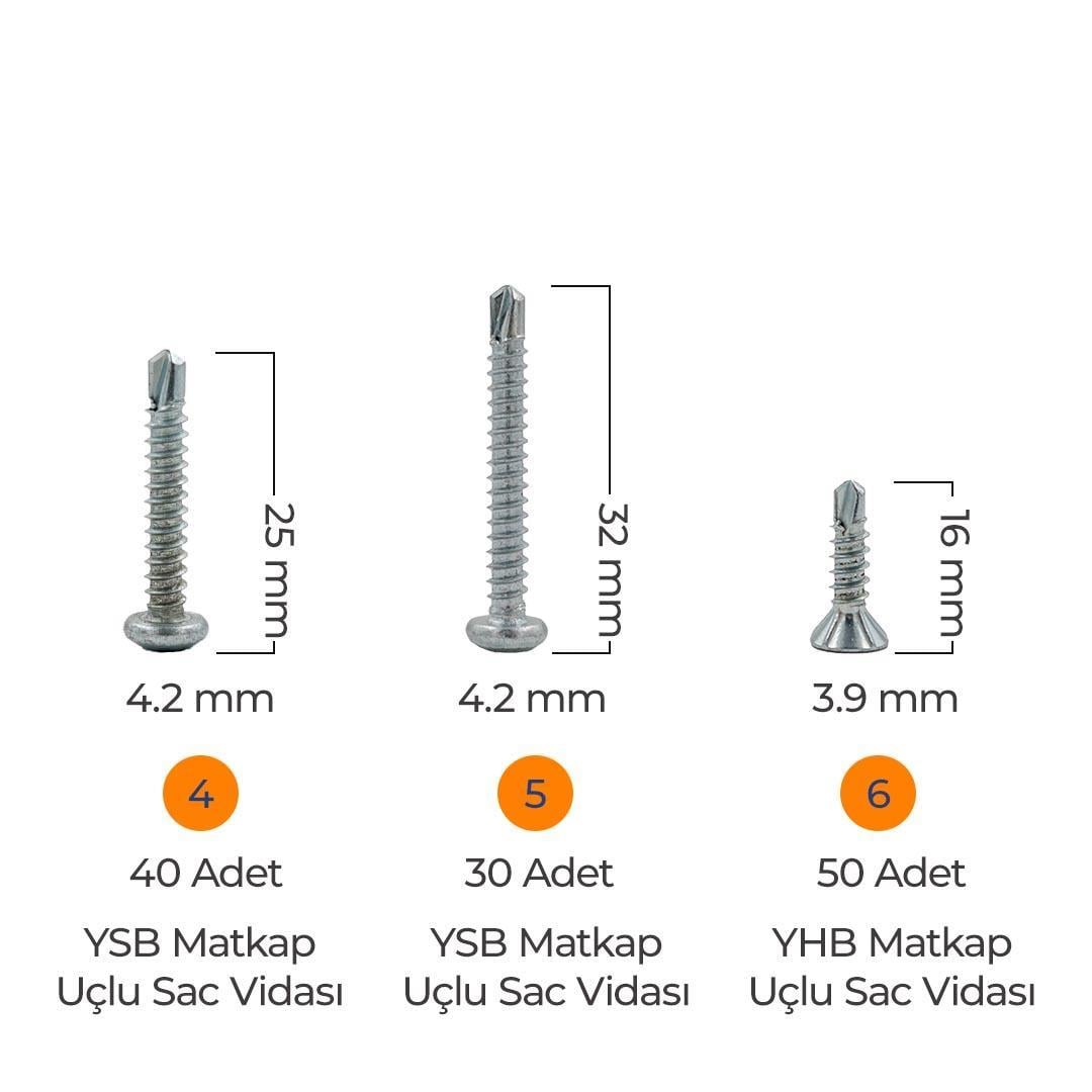 Toko Hobi-3 Matkap Uçlu Akıllı Vida Seti 435 Parça 14 Çeşit Organizer Takım Çantalı
