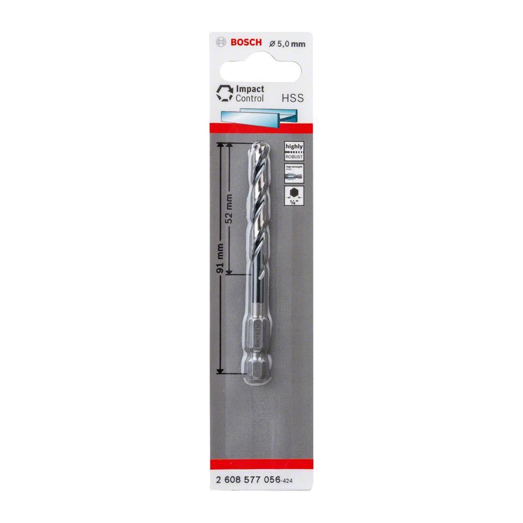 Bosch Impact Control HSS Altıgen Şaftlı Spiral Metal Matkap Ucu 5.0x91 mm