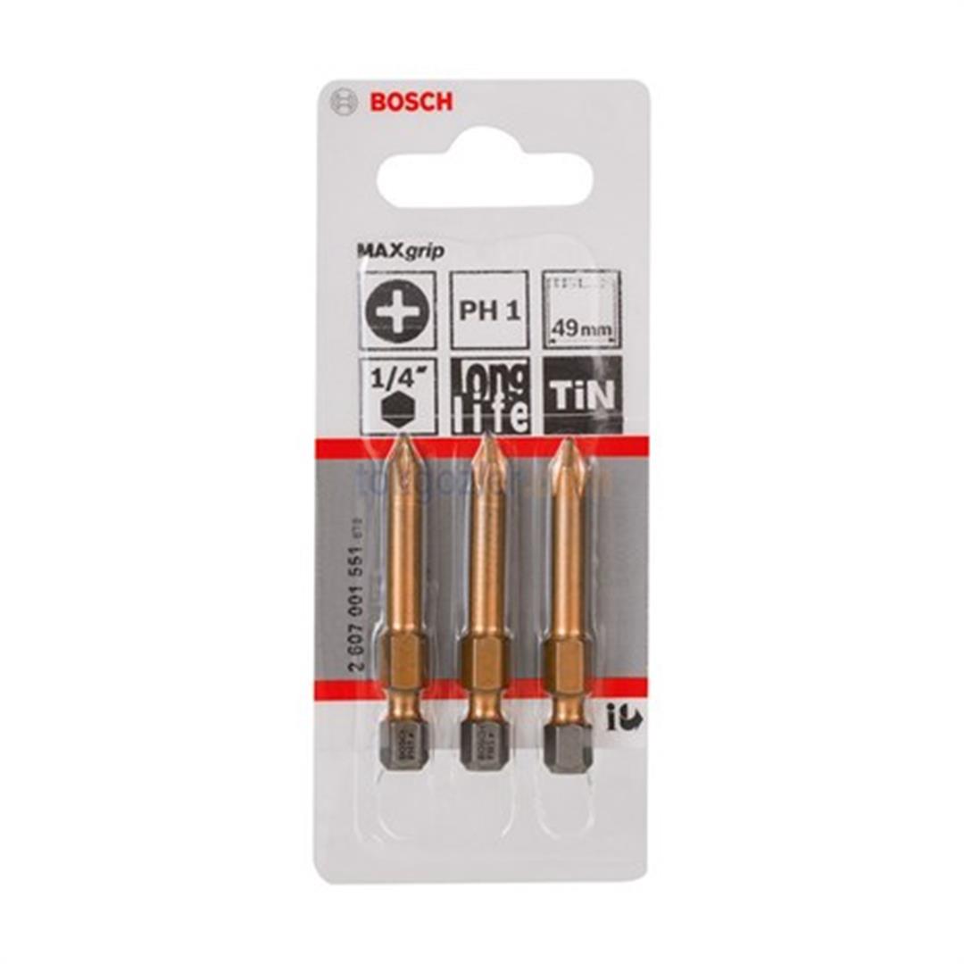 Bosch MaxGrip Vidalama Ucu PH1x49 mm 3lü Paket