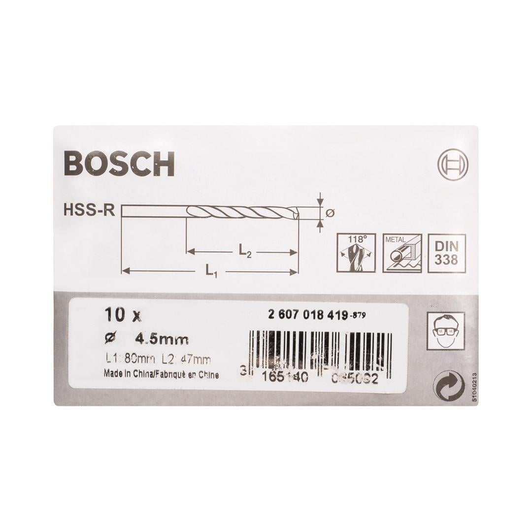 Bosch Metal Matkap Ucu HSS-R 4.5x80 mm 10lu Paket