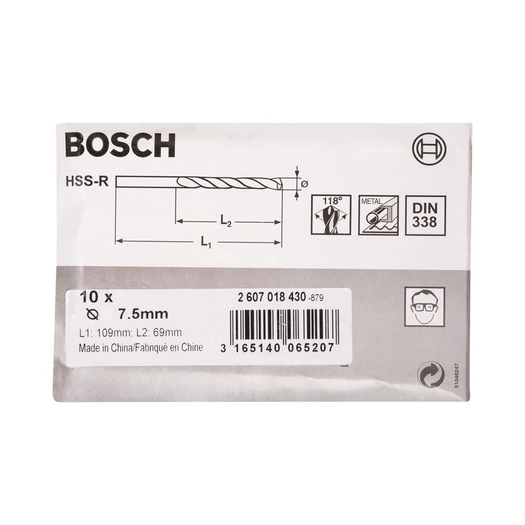 Bosch Metal Matkap Ucu HSS-R 7.5x109 mm 10lu Paket