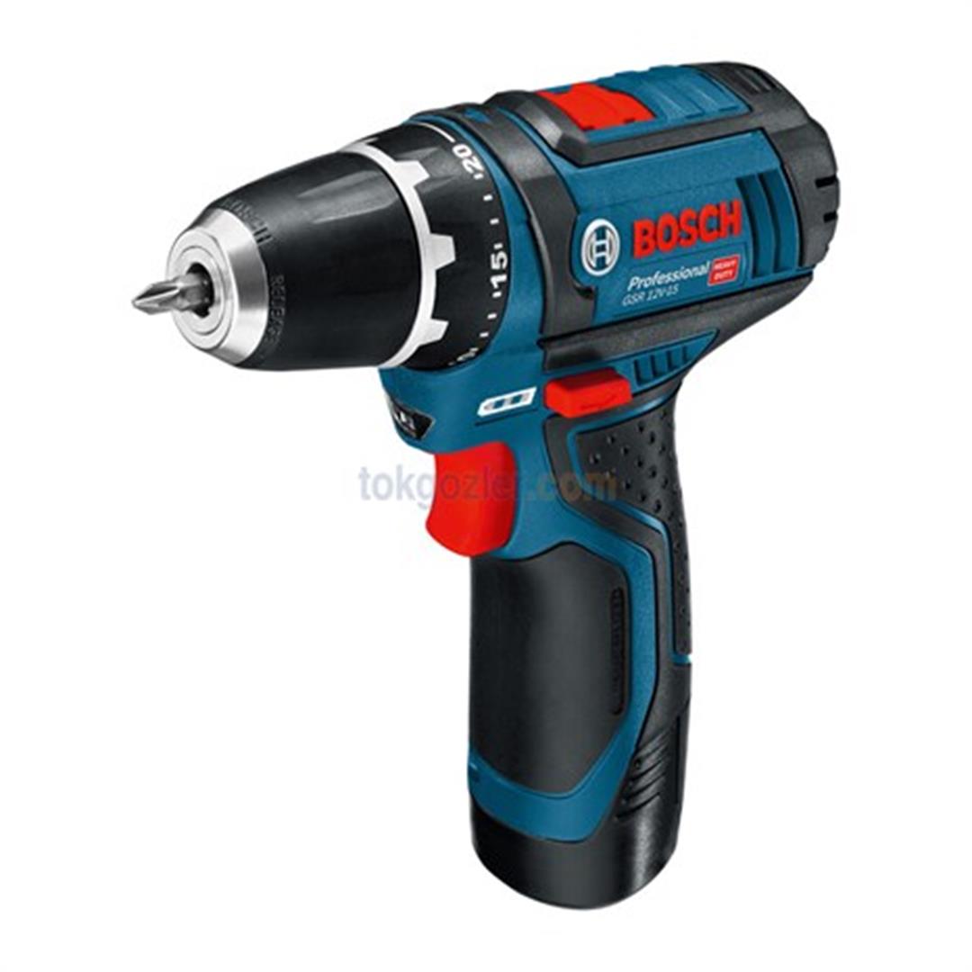 Bosch Profesyonel GSR 12 V-15 2 Ah Çift Akülü Delme/Vidalama - Çantalı