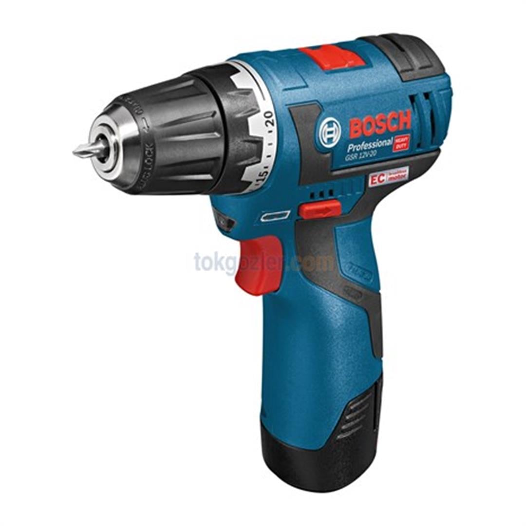 Bosch Profesyonel GSR 12 V-20 EC 2,5 Ah Çift Akülü Delme/Vidalama - Kömürsüz Motor