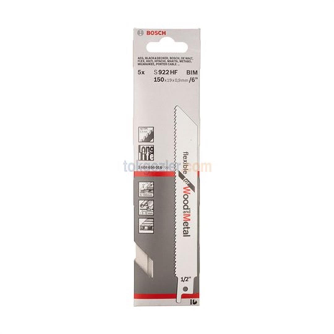 Bosch S 922 HF Flexible for Wood and Metal 5li Ahşap ve Metal Tilki Kuyruğu Testere Bıçağı