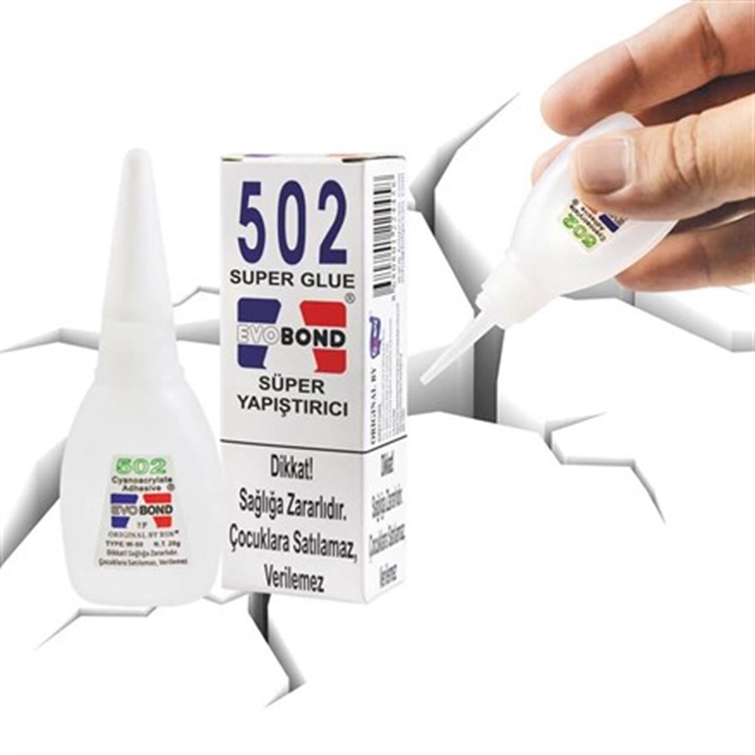 Evobond 502 Super Glue Süper Hızlı Güçlü Yapıştırıcı 20 gr.