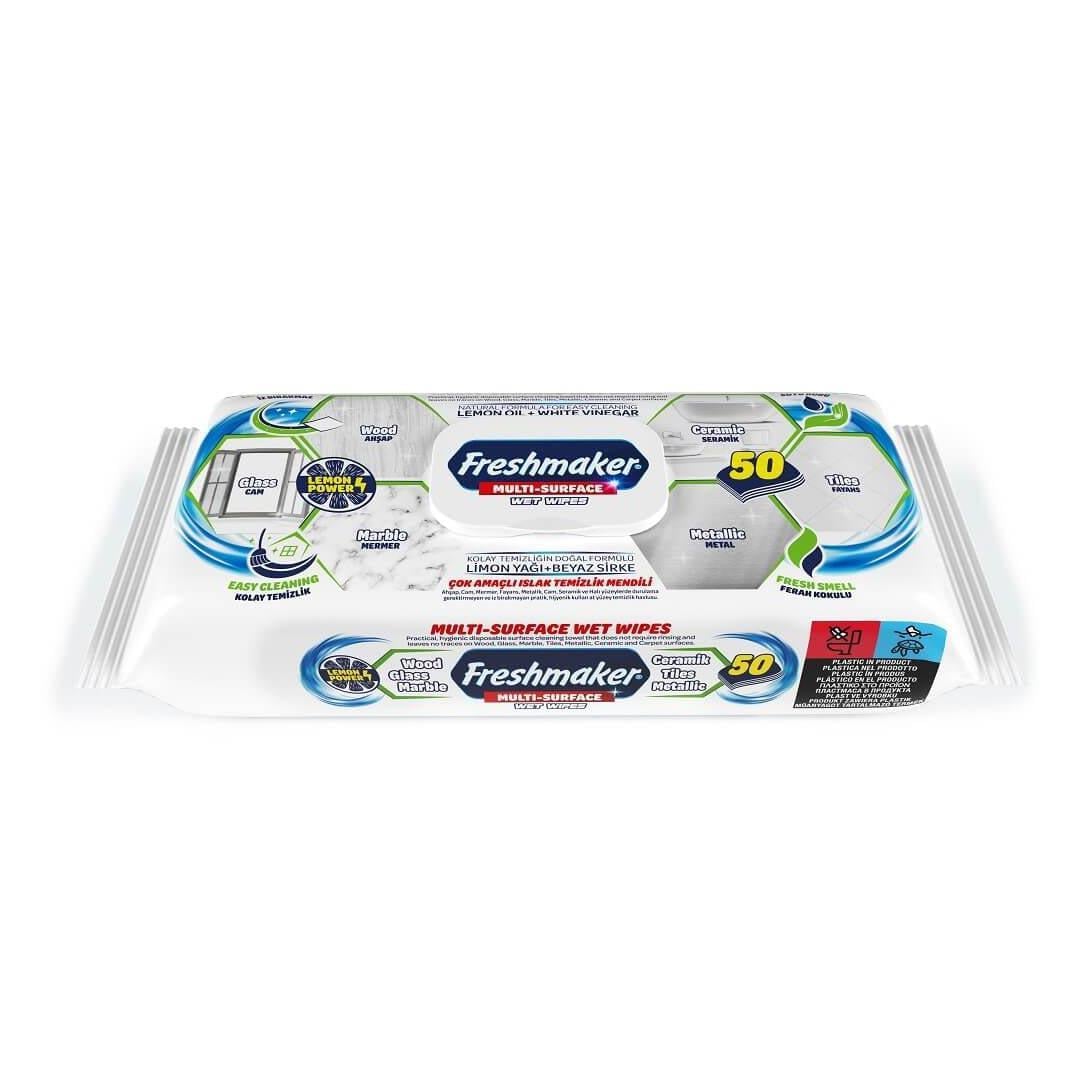 Freshmaker Çok Amaçlı Islak Yüzey Temizlik Mendili 50 Adetli