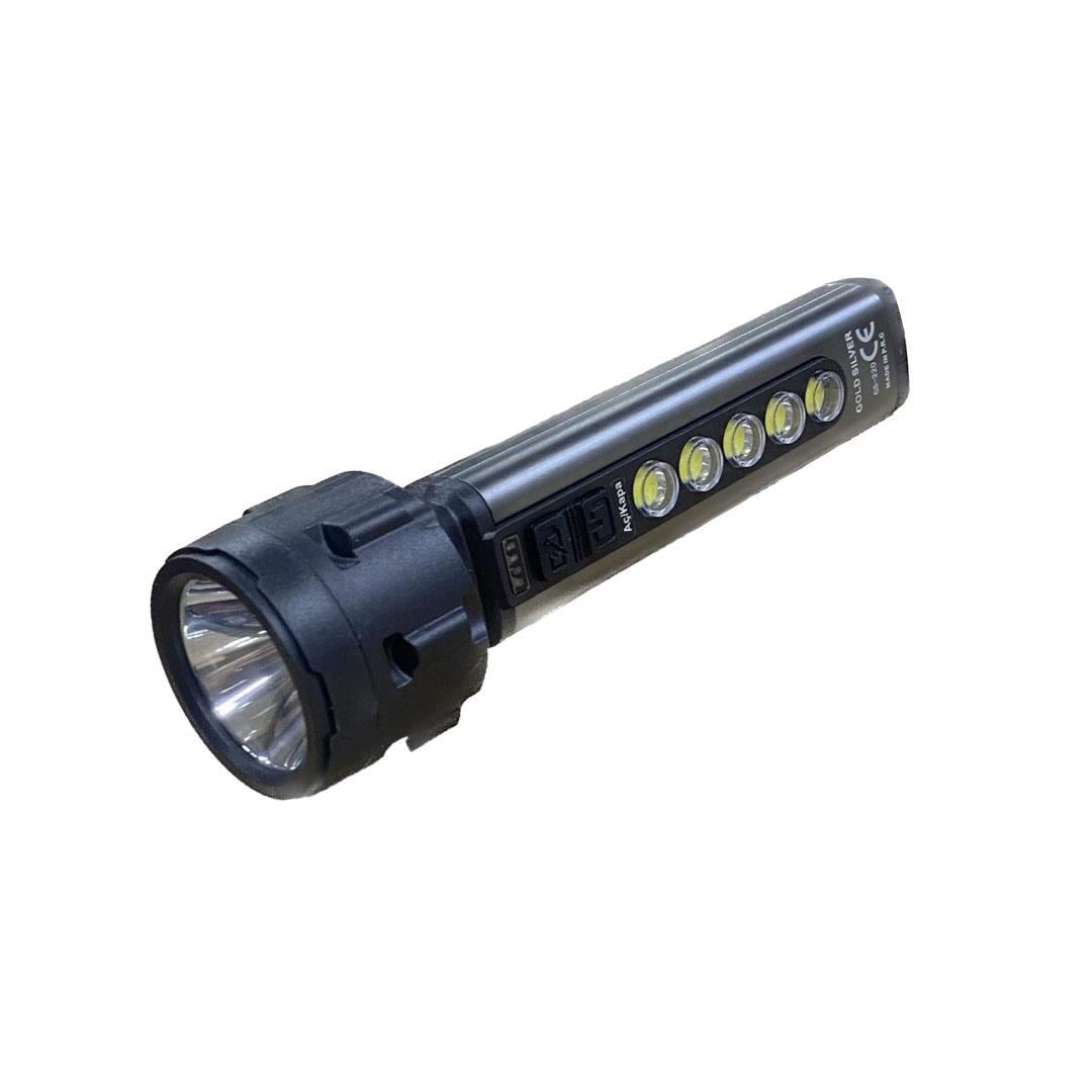 Gold Silver GS-220 2 Modlu 5W LED USB Şarjlı El Feneri