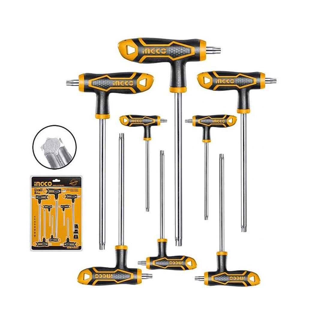 İngco HHKT8083 Endüstriyel 8'li T Kollu Torx Anahtar Seti