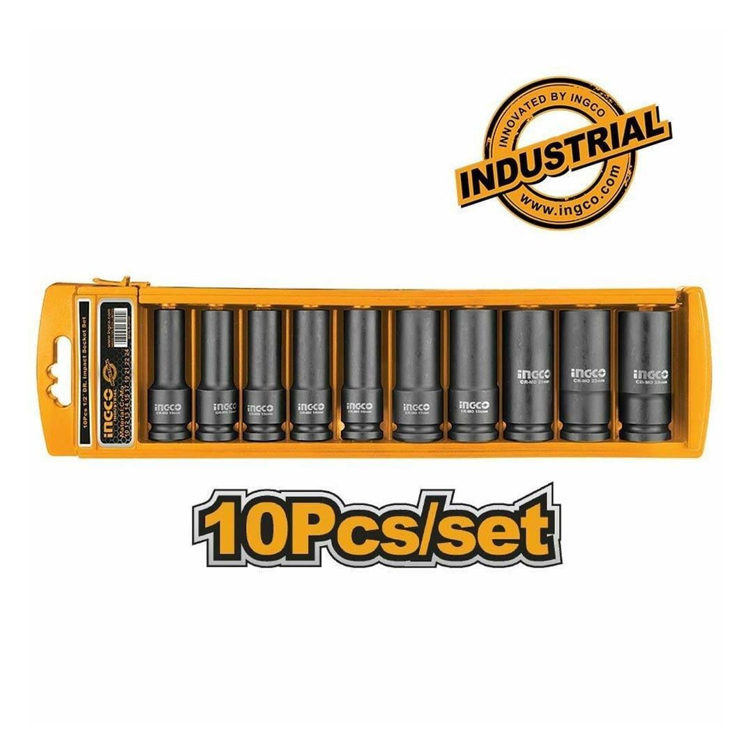 İngco HKISSD12102L Endüstriyel 10lu 1/2 Uzun Lokma Seti