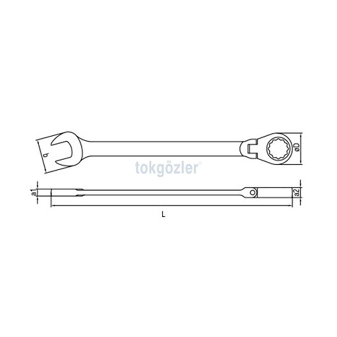 İzeltaş 0345 Mafsallı Cırcır Kombine Anahtar 19 mm
