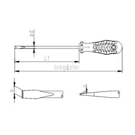 İzeltaş 4300 Rod Serisi Düz Uçlu Tornavida 7x125 mm