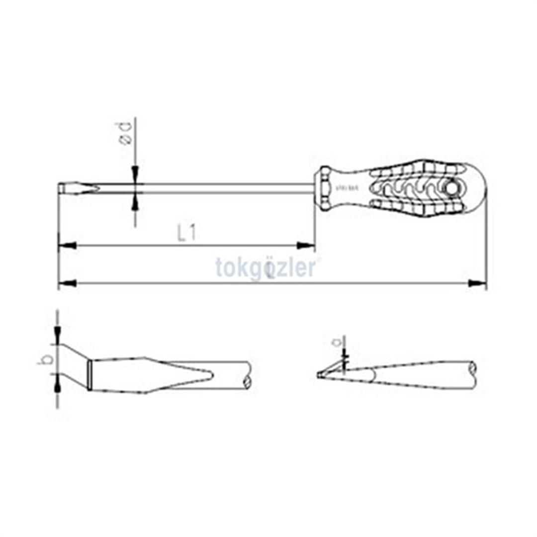 İzeltaş 4300 Rod Serisi Düz Uçlu Tornavida 6x125 mm