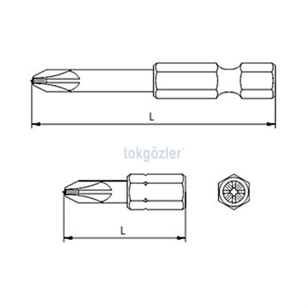 İzeltaş 4825 Pozidriv Bits Uç Pz1 25 mm
