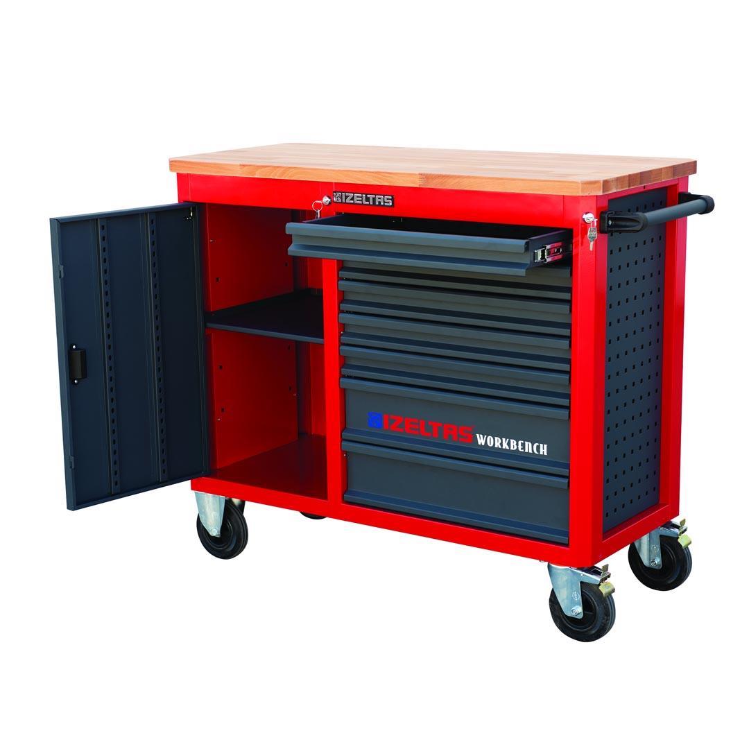 İzeltaş 8247321007 Takım Dolabı Ahşap Üst Tablalı Workbanch 7 Çekmeceli