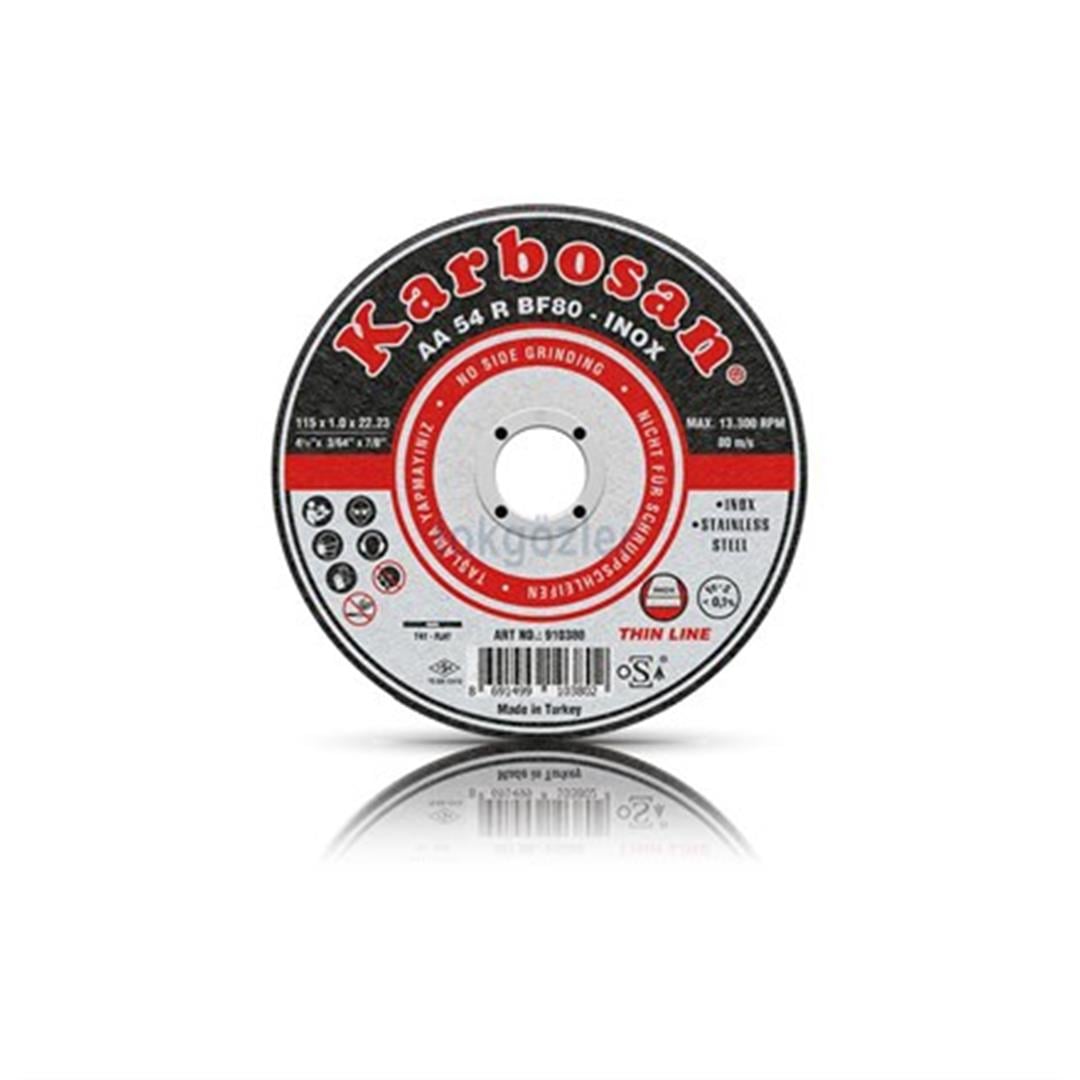 Karbosan 115x1.0x22.23 INOX Paslanmaz Çelik İnce Kesme Diski 910380 (AA 54 R BF80)