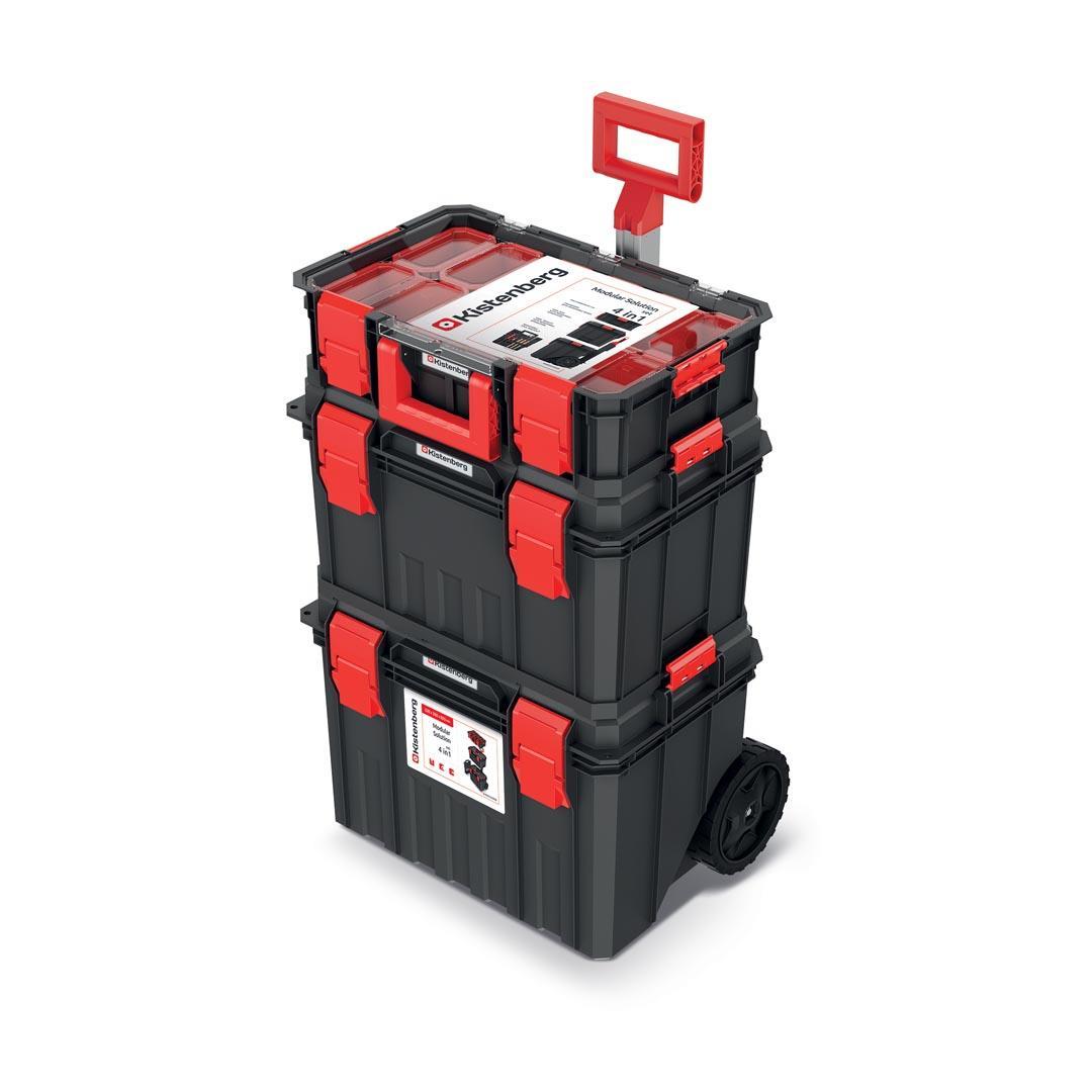 Kistenberg Modular Solution 3Lü Set KMSS553585B Modüler Çözüm 3 Parçalı Tekerlekli Alet Kutusu Seti