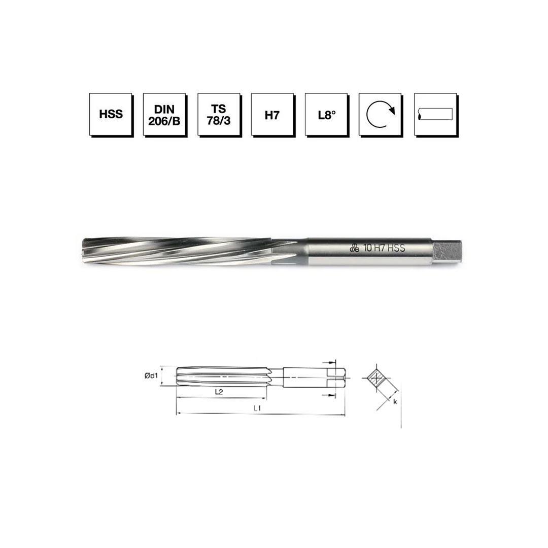 MTE Makina Takım 20 mm HSS DIN 206 Silindirik Saplı El Raybası - B00301012000