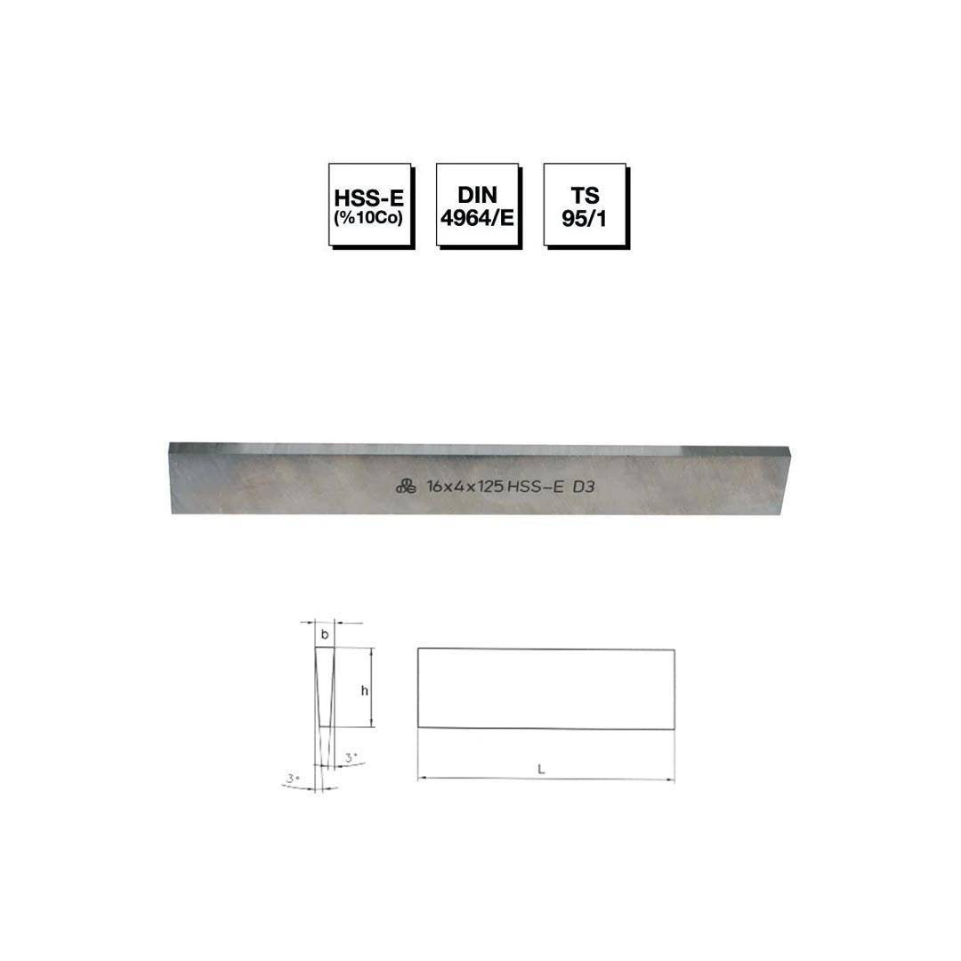 MTE Makina Takım 3x12x100 mm HSS - E (%10Co) DIN 4964/E Trapez Kesitli Torna Kalemi - Metrik - B00411230100