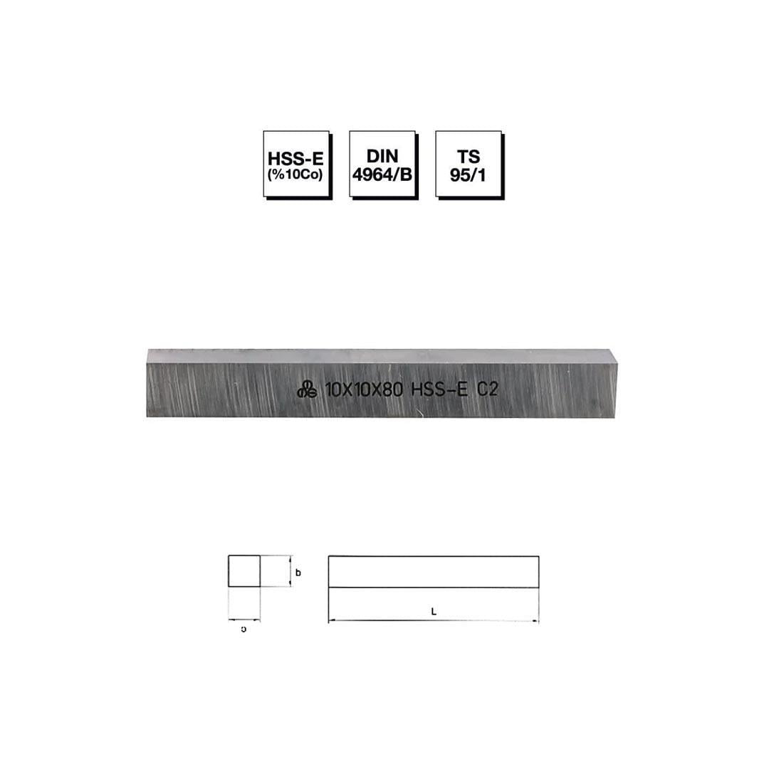 MTE Makina Takım 6x6x63 mm HSS - E (%10Co) DIN 4964/B Kare Kesitli Torna Kalemi - B00400606063