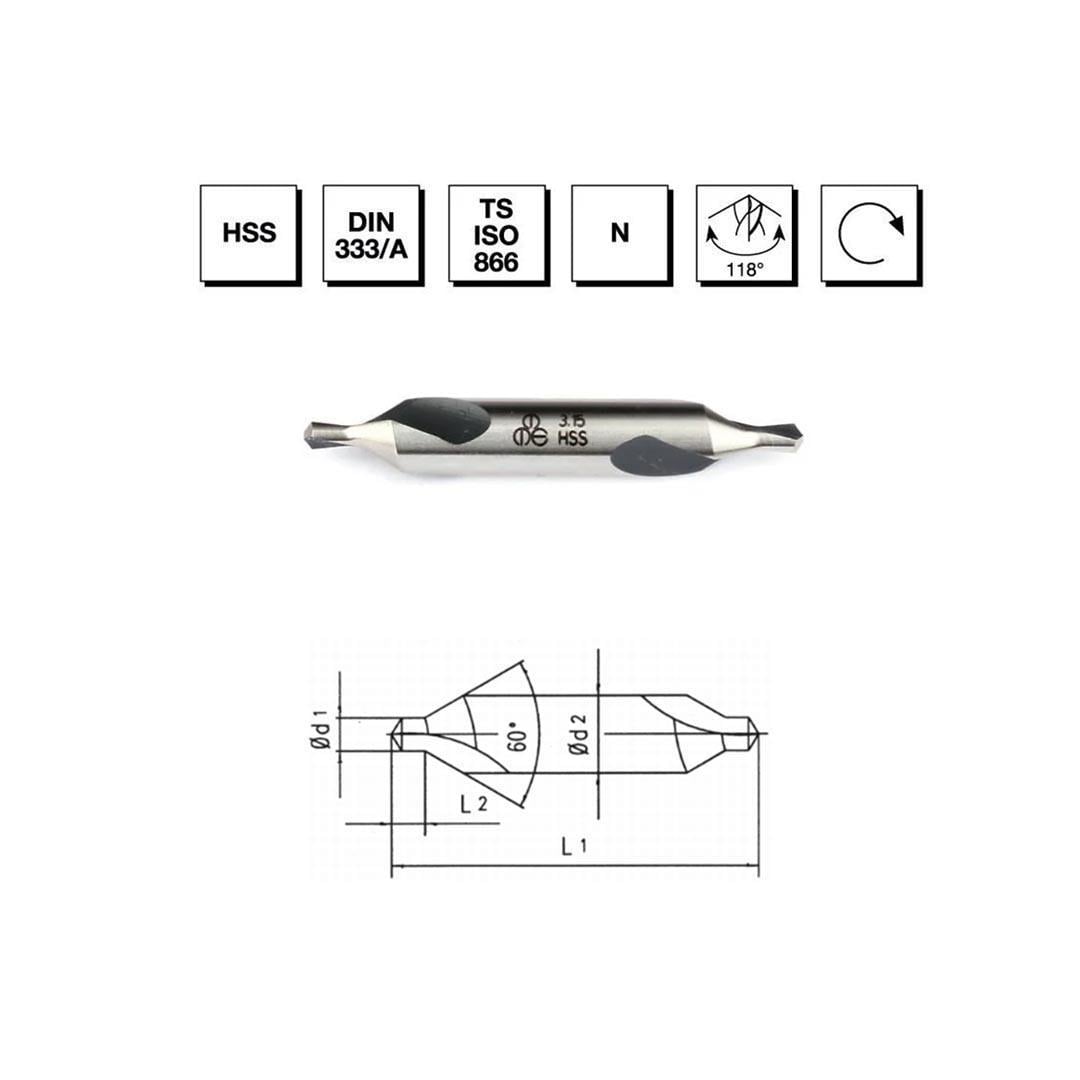 MTE Makina Takım 8 mm HSS DIN 333 / A Punta Matkap Ucu - FORM A - B00010010800