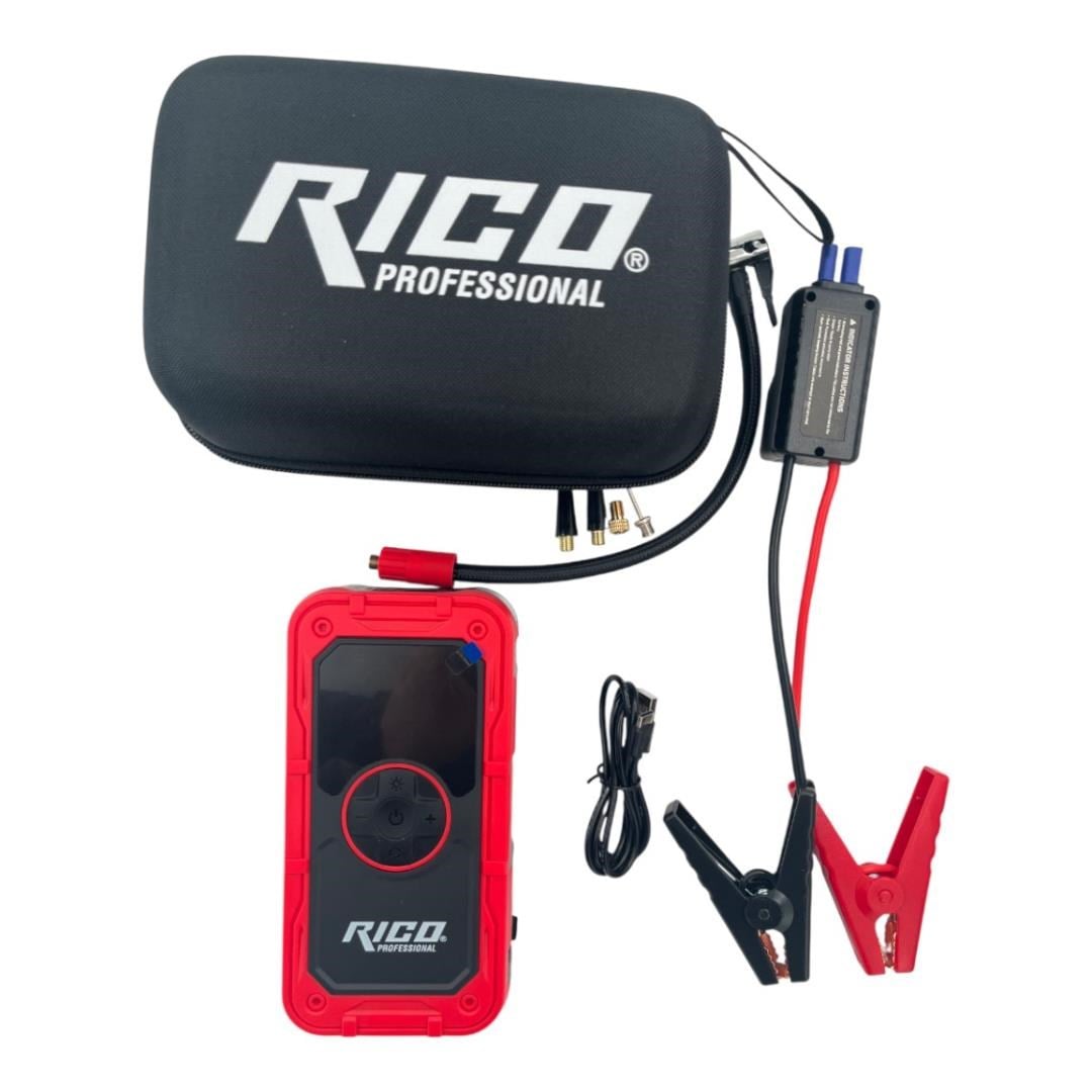 Rico 022-RC4073 Akü Şoklama (Jumpstarter) Şarjlı Hava Kompresörü 12.000 mAh (2si1 Arada)