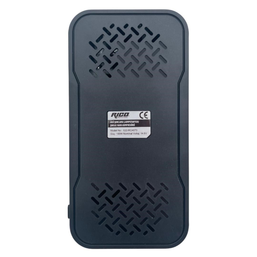 Rico 022-RC4073 Akü Şoklama (Jumpstarter) Şarjlı Hava Kompresörü 12.000 mAh (2si1 Arada)