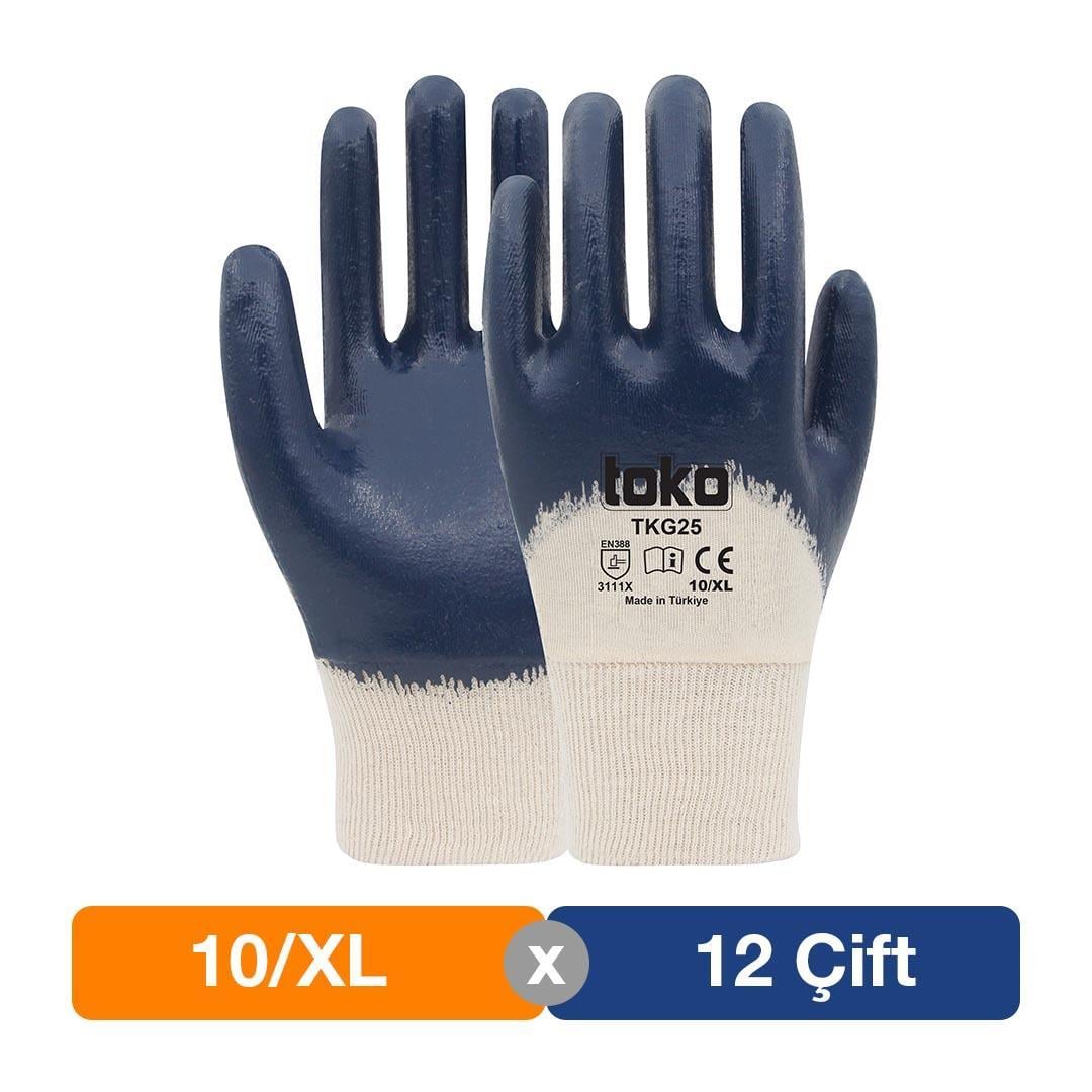 Toko TKG25 Lacivert Pamuk Nitril Eldiven No: 10/XL - 12li Paket