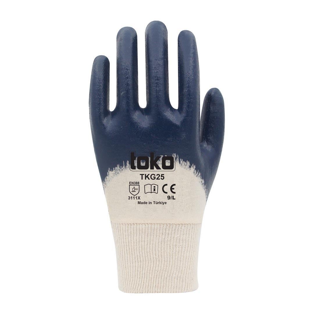 Toko TKG25 Lacivert Pamuk Nitril Eldiven No: 9/L - 12li Paket