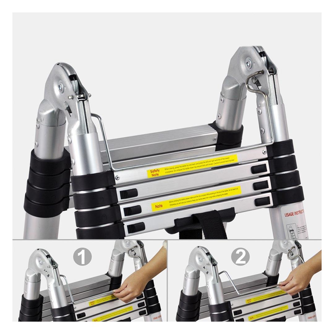 Packtech A Tipi Çift Yönlü Alüminyum Teleskopik Merdiven 5 metre